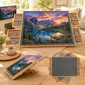 Puzzle Board, Wooden Jigsaw Puzzle Board with Drawers, Portable Puzzle Table with Covers and Lazy Susan, Rotating Jigsaw Puzzle Table for Kids and Adults (1500Pcs)