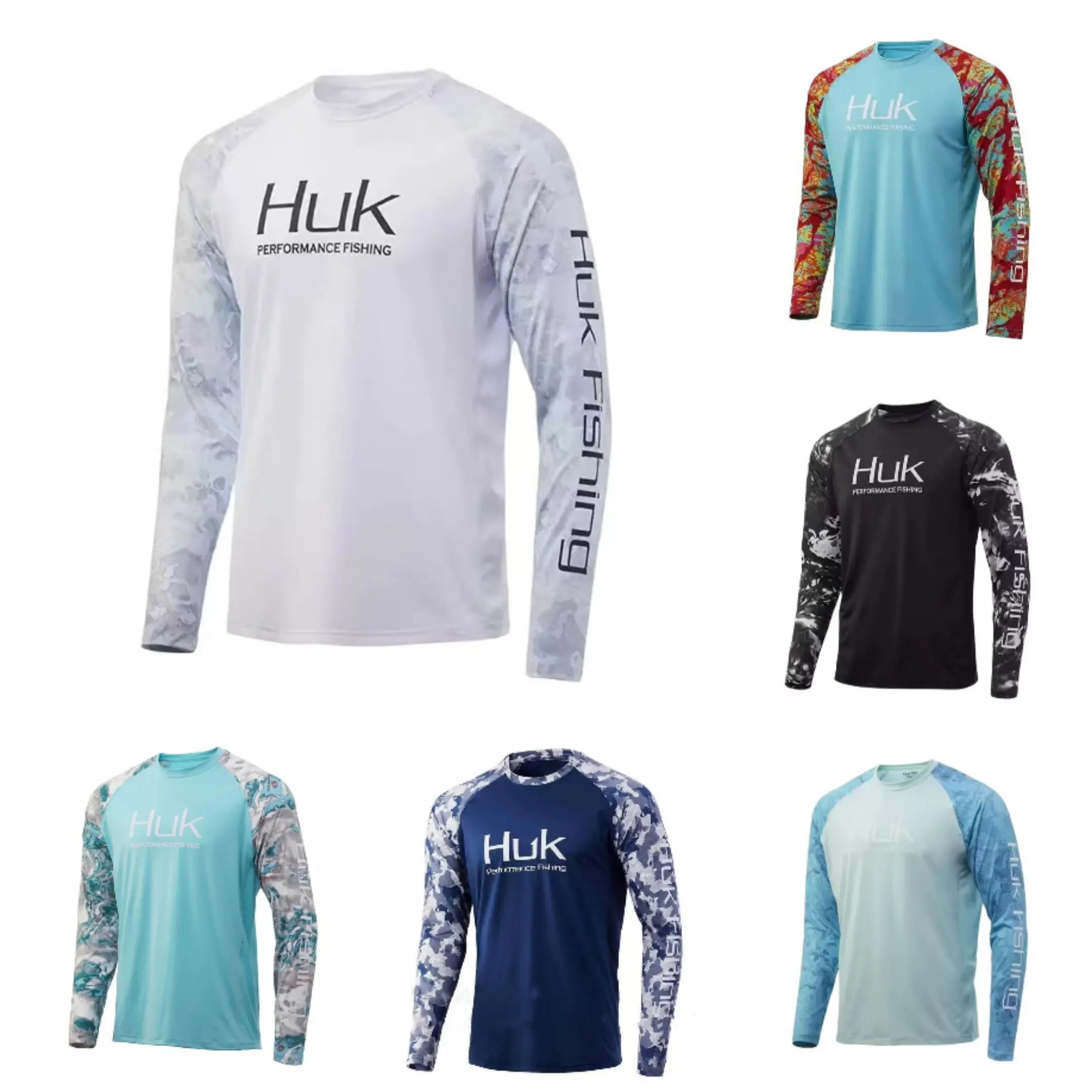6 pieces of lightweight long-sleeved fishing clothes, breathable, quick-drying, sunscreen, sportswear, suitable for outdoor fishing, rowing, hiking, construction work, roof work, landscaping sport athletic fitness