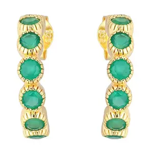 Green Onyx Hoop — 14K Gold Plated