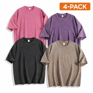 1/4 Pack Oversized Tshirts for Men Gym Vintage Heavyweight Cotton T Shirts Workout Acid Wash Baggy Streetwear Drop Shoulder Pump Cover Tees