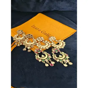 U-Shape Stone Studded Silver Jhumka Earring
