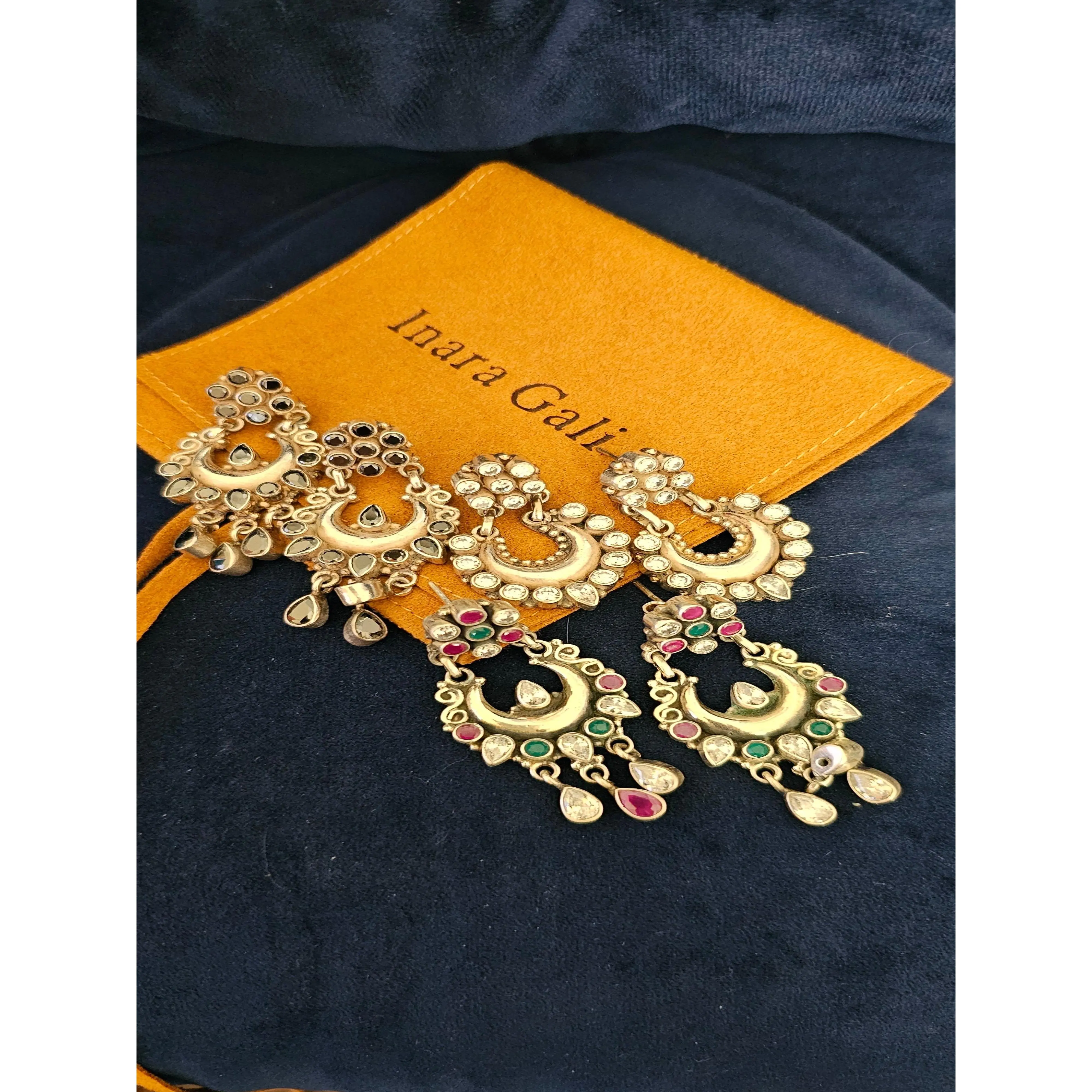 U-Shape Stone Studded Silver Jhumka Earring