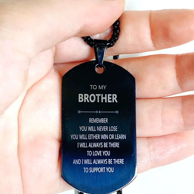 Brother Giftes,Brother Dog Tag Engraved Necklace,Remember, you will never lose,You will either WIN or LEARN, Keepsake holidays Gifts Ideas, Ollie gift shop