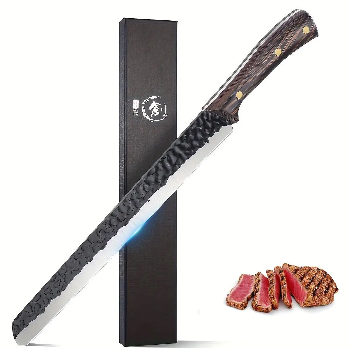 11" Carving Brisket Knife Japanese Hand Forged Full Tang Ham Meat For Cutting Ribs Roasts Fruits Veggies Grilling BBQ Birthday Thanksgiving Christmas Gift Idea Men