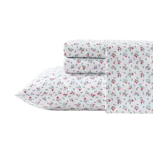 Laura Ashley Aylesmore Ditsy Red-Blue King Sheet Set