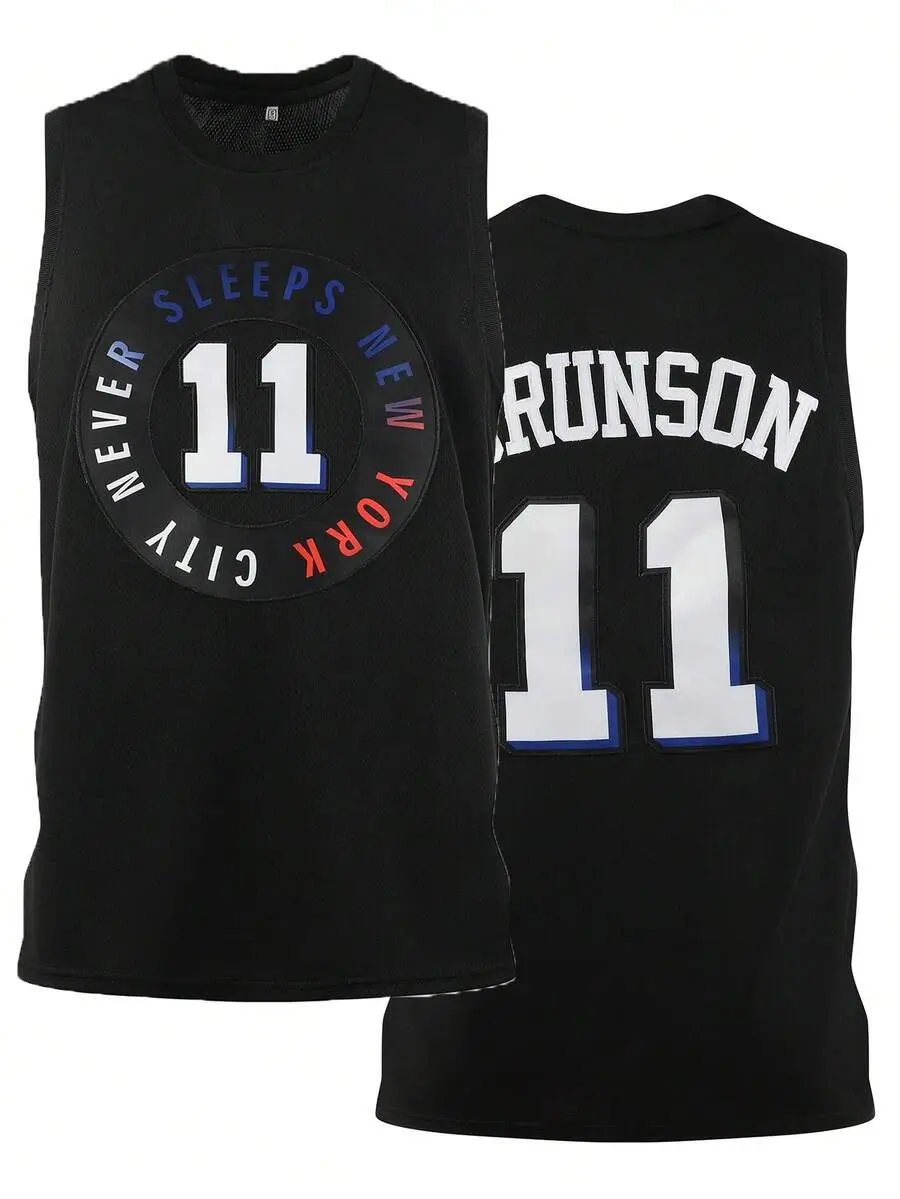 Atonmore Men's Basketball Jersey 11 Black Embroidered And Sewn Basketball Shirt, Sleeveless Vest Casual Sports Shirt
