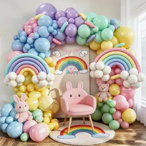165 Pcs Pastel Balloon Kit, Rainbow Pastel Color Balloon Arch, Colorful Candy Macaron Balloons Differents Size 18/12/10/5 Inch for Baby Shower Wedding Girl Birthday Party Decoration