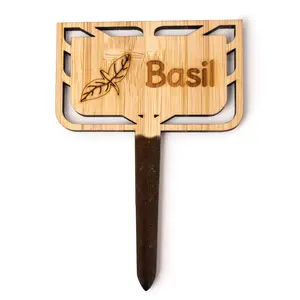 Herbs - Basil Bamboo Premium Stake Signs Robust Durable Plant Markers for Garden Identification Made in Maryland USA 3x4.25 Inches