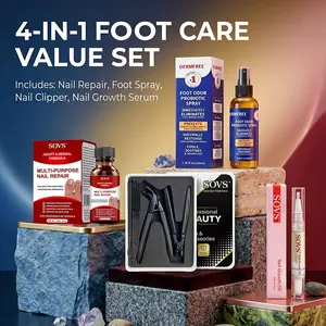 4-in-1 Foot Care Value Set – Complete Foot & Nail Care Collection with 30ml Nail Care Solution, Foot Freshening Spray, Professional Clipper Kit & Growth Serum | All-in-One Self-Care Bundle for Smooth, Healthy-Looking Feet#Summerwins