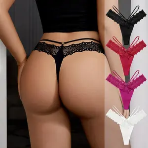 4-Pack Women's Solid Color High Elastic Comfortable Thong Panties, Soft Breathable Daily Underwear for Women