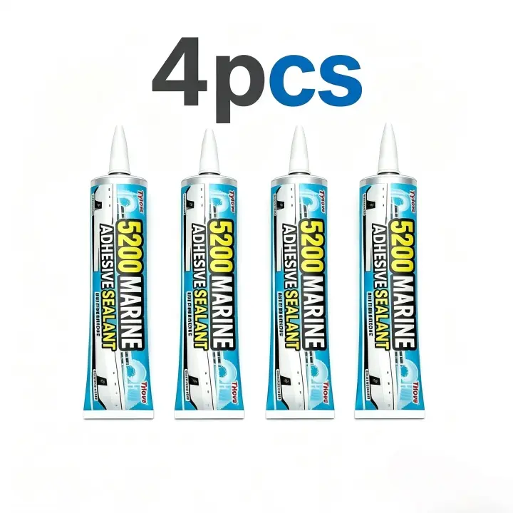 4 Pack 5200 Marine Adhesive Sealant, Fast Cure Permanent Bond Waterproof Sealant, White 12oz Tube, Above & Below Waterline Repair for Boats & RVs