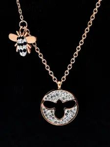 14k Women's Rose Gold Plated Titanium Bumblebee Necklace 16' + 2" extension