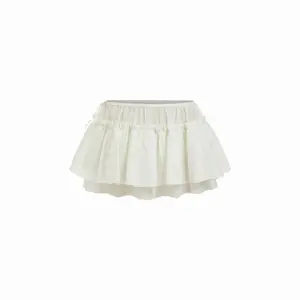 Cider Cotton-blend Chiffon Textured Layered Ruffled Mini Skirt
