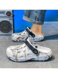 New men's perforated sandals, ultra-light, non-slip, odor-resistant, closed-toe, closed-heel beach shoes, coconut shoes