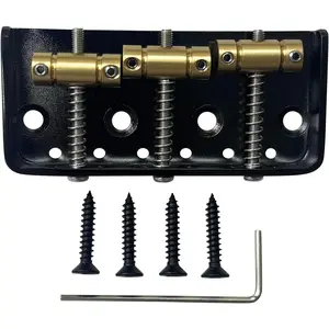 Black  Short Fixed Bridge with Brass Compensated 3-Saddle 54mm Guitar Bridge Compatible with  Fender Telecaster Tele Style Electric Guitar Replacement Parts