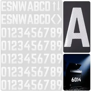 6 Inch Reflective Mailbox Numbers for Outside, 5 Sets Mailbox Letters Number Stickers, White  Self Adhesive Vinyl Reflective Stickers for Mail Box Trash Bins Signs