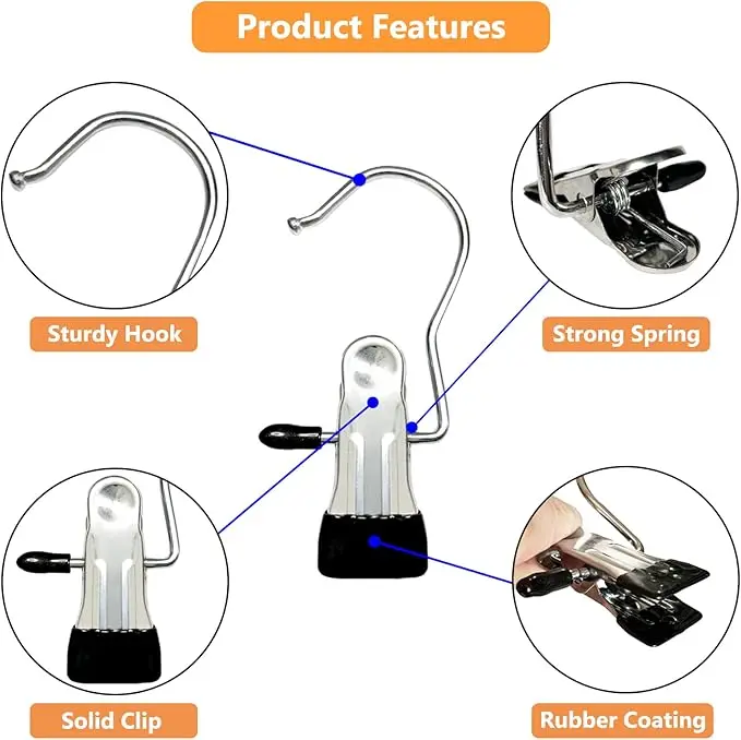 Durable Metal Boot Hangers (10 Pack) - Multifunctional Closet Organizer with Scratch-Resistant Hanging Hooks, Clips for Organizing Pants, Hats, Socks, Gloves, Laundry, Towels for Home Use