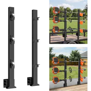Weedeater Rack for Trailer with Lock, 3 Place Weed Eater Rack Rectangular Hollow Section Trimmer Racks for Open Trailers Base 360 °   Sponge Protect Trimmer Rack Lawn Care Equipment