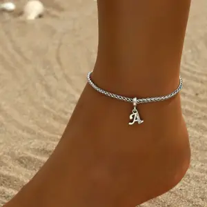 Simple and elegant 26 letter design anklet for women, suitable for daily wear, birthdays