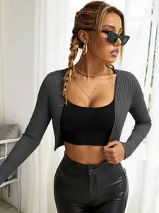 Women's Short Knit Cardigan Coat, American Style Sexy Look, Fall New Arrival, Slim Fit, Versatile Daily Wear, Office, Trendy Outerwear
