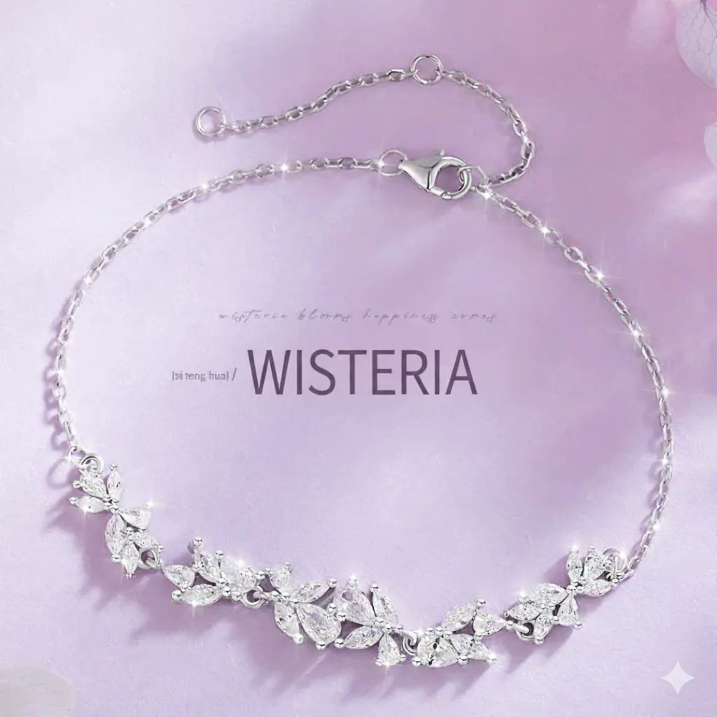 Wisteria Smile Bracelet - Unisex Charm Bracelet with Delightful Wisteria Motif for Everyday Wear and Nature-Inspired Elegance