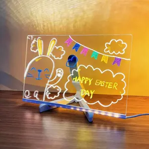 LED Light Up Note Board,7 Color Pen,USB Powered Acrylic Message Board with Stand,LED Backlit,Writing Board for Office School Home,Kids Teens Birthday Gifts