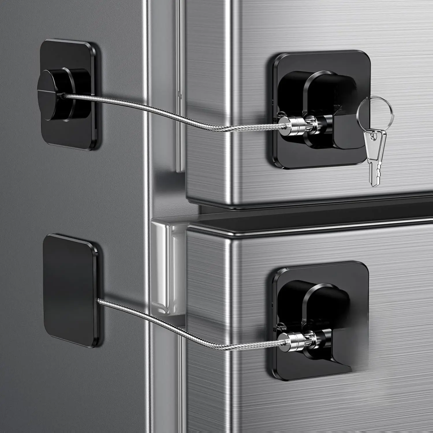 [New deal] - 2 Pack Refrigerator Door Locks, Child Proof Fridge Lock for Kitchen Freezer, Cabinets and Drawers, Air Oven Air Fryer, Closets, Windows, Doors-No Tools Need or Drill (Patent)
