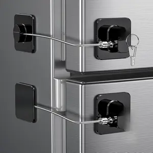 [New deal] - 2 Pack Refrigerator Door Locks, Child Proof Fridge Lock for Kitchen Freezer, Cabinets and Drawers, Air Oven Air Fryer, Closets, Windows, Doors-No Tools Need or Drill (Patent)