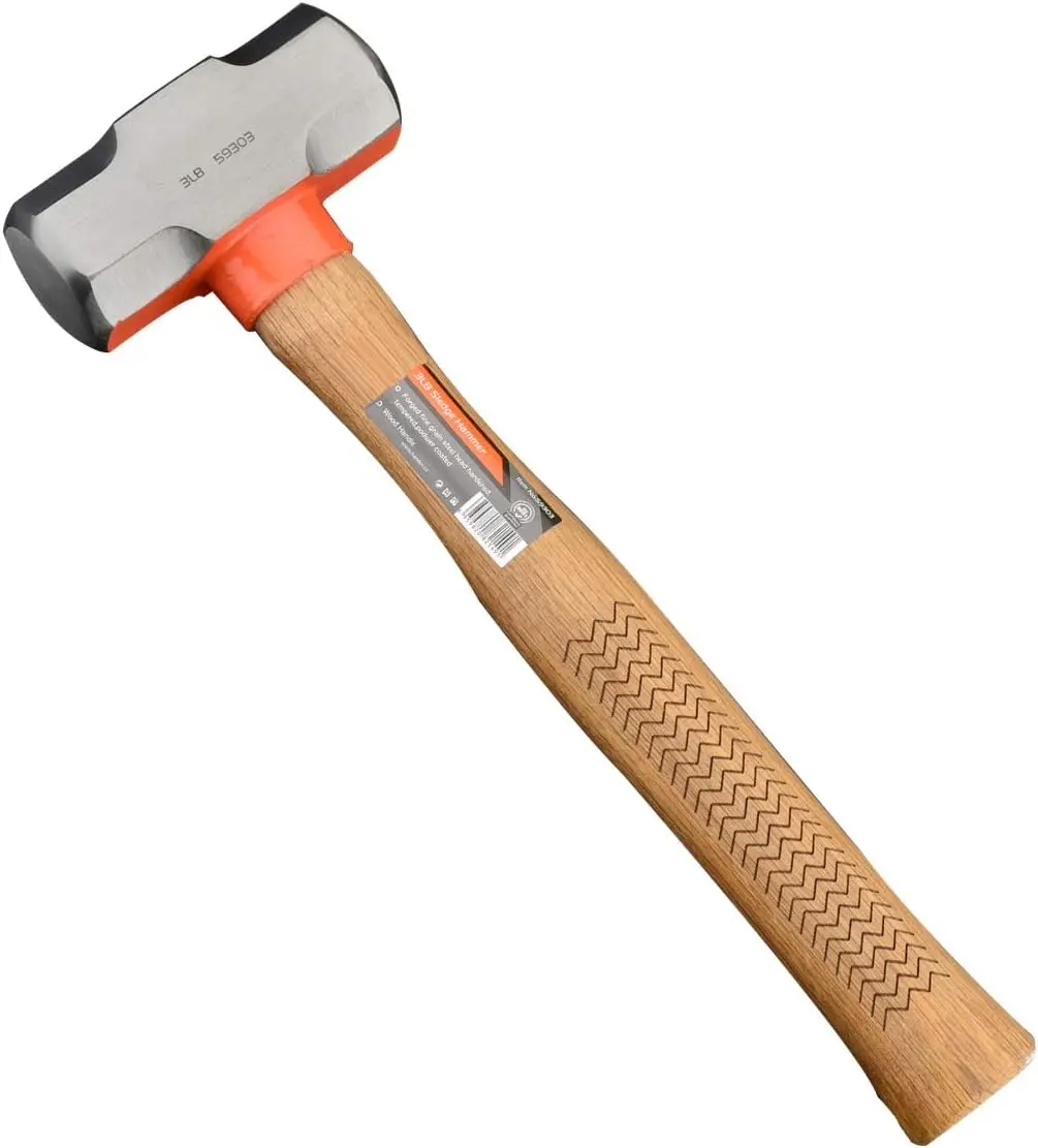 Pro 3 Pound Sledge Hammer - Heavy Duty Harden Steel Mini Sledge Hammer for Drilling, Chisels, , Rebar, Kindling Crack Hammer - Solid Anti Reverberation Oak Handle
