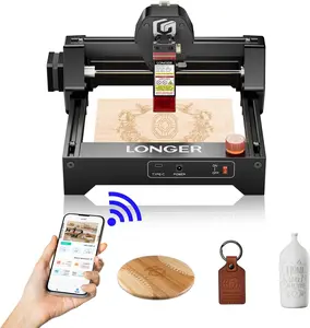 Ray5 mini Laser Engraver, 12000mm/min High-Speed Cutter for Wood, Metal, Acrylic, Leather, DIY CNC, 140x130mm Engraving Area, WiFi, Emergency Stop Safety (2.5W)，Laser Class2