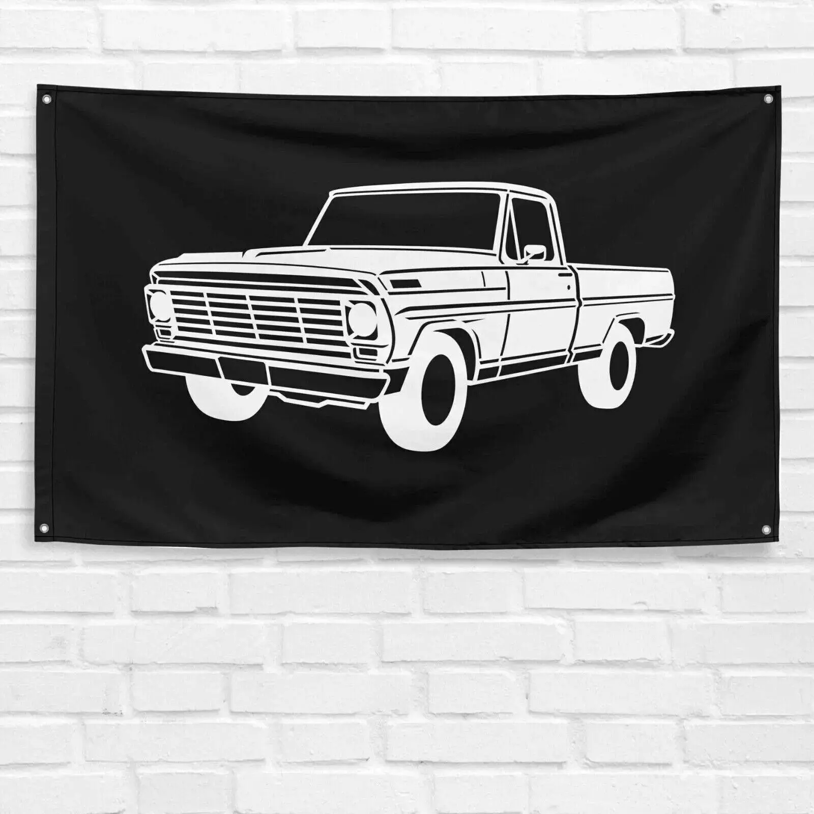 Ford F-100 1967 Enthusiast 3x5 ft Synthetic 4 oz Single Sided Polyester Banner, Wall Decor Flags, Dad Grandpa Birthday Gift for Home Festive Party Backdrops, Decorative Banner