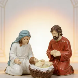 Christmas Jesus Birth Three-Piece Ornament Set, Religious Decoration Outdoor Garden Home Accessories, Resin Craft for Holiday Atmosphere Setup
