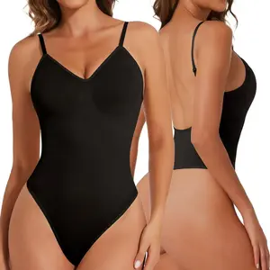 Sleek Low Back Thong Shapewear Bodysuit – Seamless Ribbed Fabric for Dresses & Confident Everyday Wear