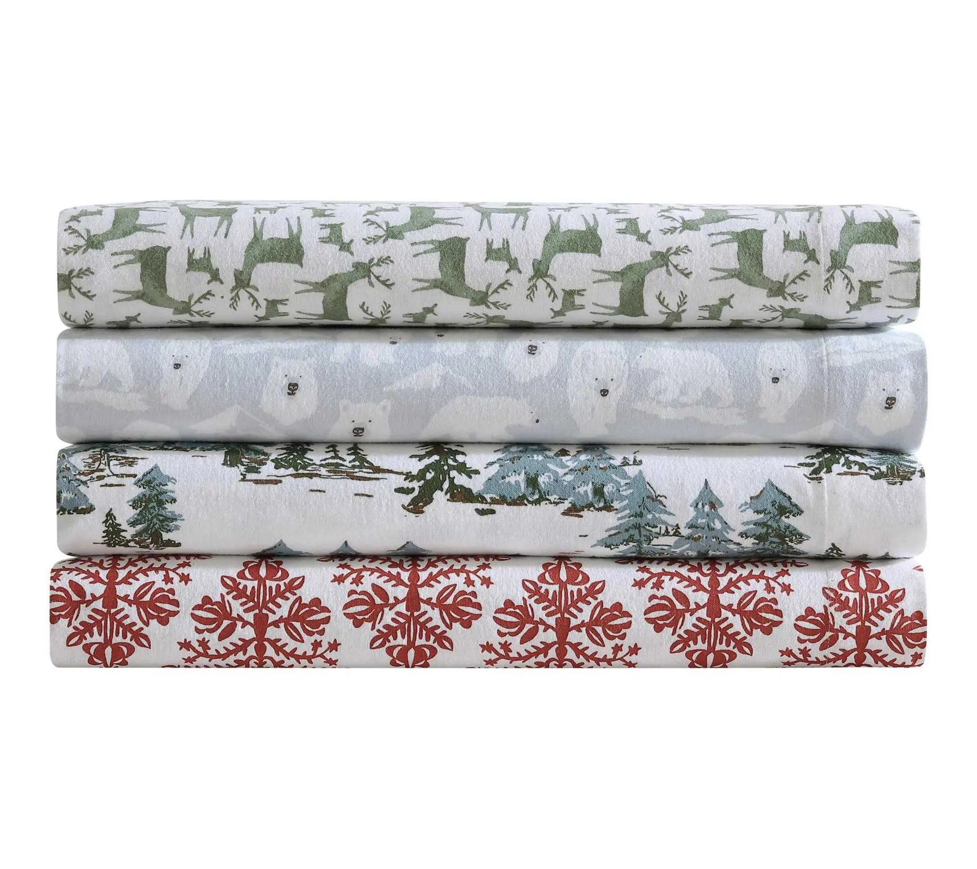 Eddie Bauer Jol ly Trees Red Co tton Flannel Tw in Sheet Set