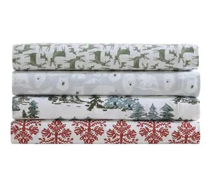 Eddie Bauer Jol ly Trees Red Co tton Flannel Tw in Sheet Set