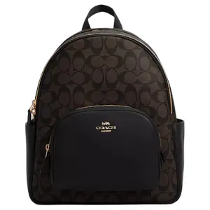 Coach Court 27 Classic Monogram Logo Canvas and Leather Backpack for Women