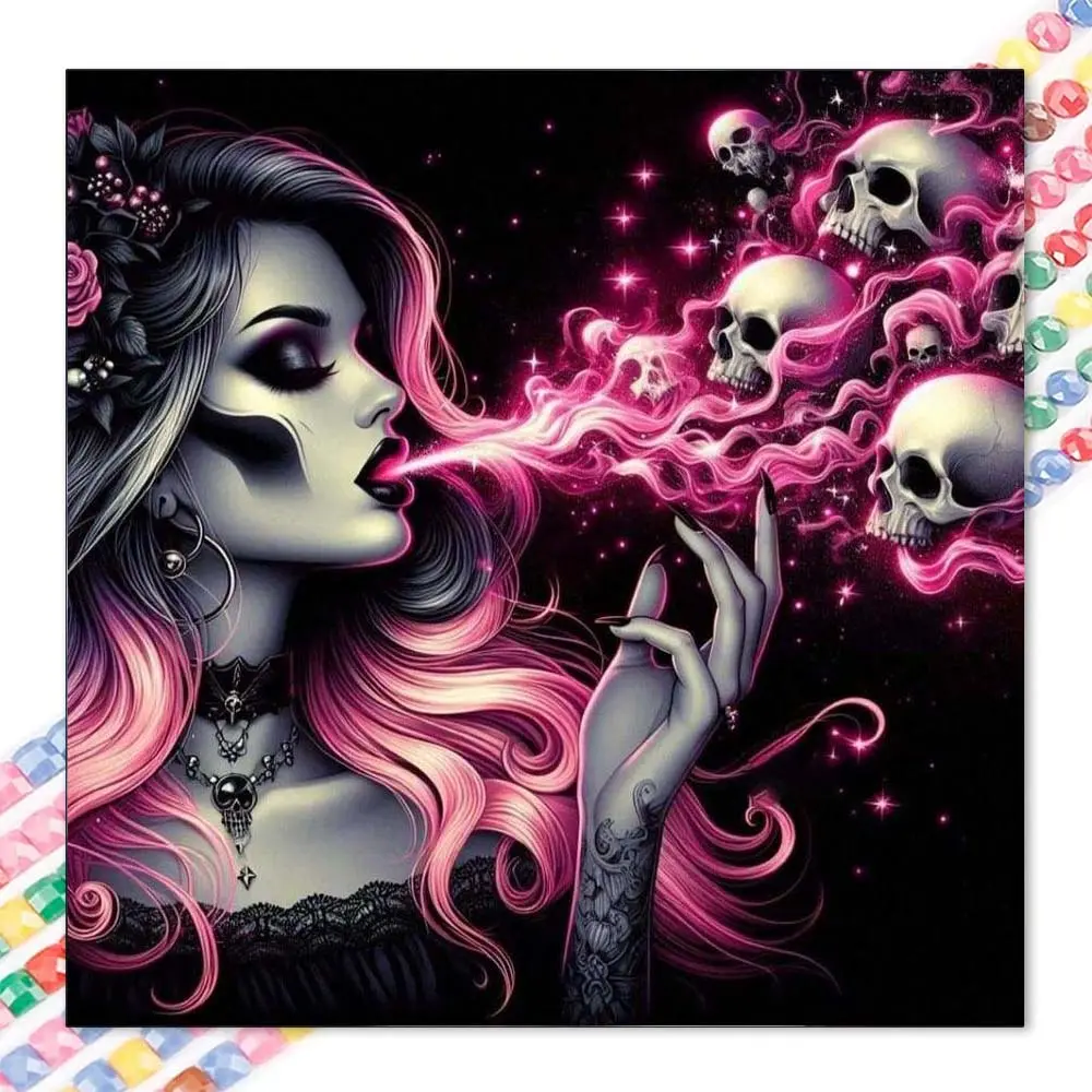 1pcs 5D DIY diamond painting set, 5D diamond art set, DIY decoration, Crafts, skull, rose. Diamond painting set full round drill DIY, mosaic, diamond art, DIY art home decoration, Diamond Painting Kits, suitable for Halloween and Christmas