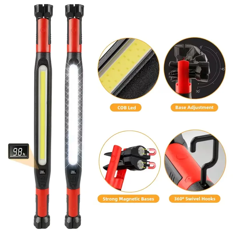 3000 LM COB Underhood Work Light, Rechargeable Cordless Inspection Lamp with Magnetic Base & Hook, 360° Rotatable, Waterproof Portable Drop Light for Car Repair, Garages, Emergencies