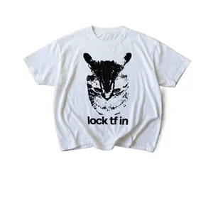 Lock TF In Cat Tshirt, Funny Gen Z Meme Shirt, Shitpost Graphic Y2k T Shirt