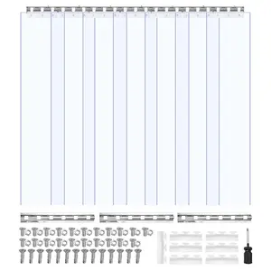 fathersdaygift  VEVOR Clear PVC Strip Curtain, 84 in Heightx 42 in Widthx 0.08 in Thickness, 7 PCS Walk in Freezer Cooler Curtain Strips, Smooth Waterproof Plastic Door Strips for Warehouse, Freezer, Garage Doors