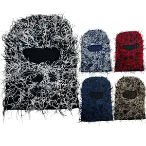 Distressed Knit Full-Face Balaclava Winter Ski Mask for Men and Women