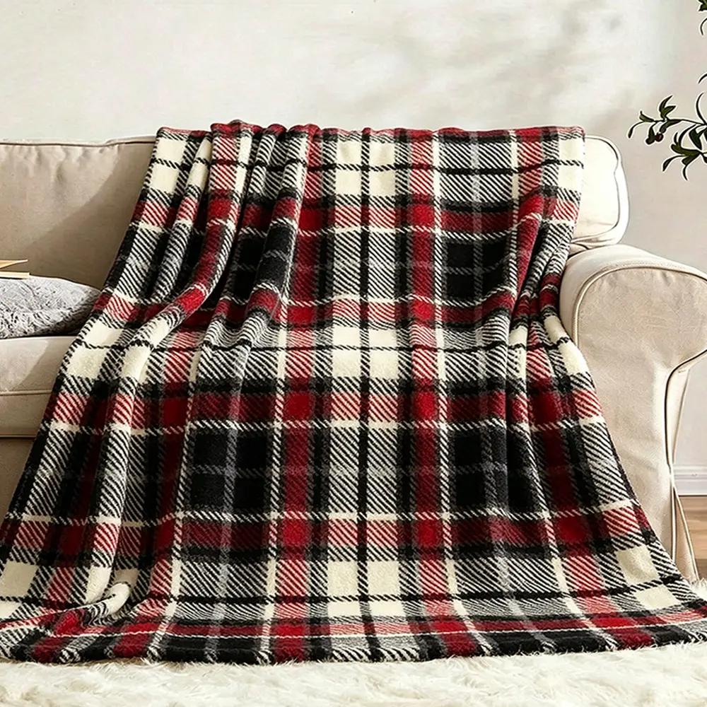 Flannel Multi-Color Checkered Blanket 60x80in Lightweight Soft Throw for Travel Picnics Sofas Chairs Living Rooms Camping All Seasons Mellow Blanket Soft Comfortable Checkered Design Versatile Uses