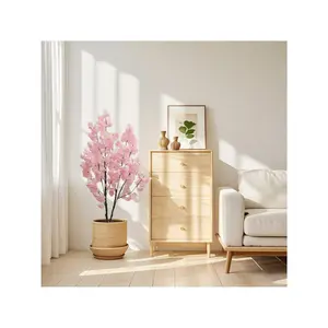 Cherry Blossom Tree  Artificial Cherry Blossom Flowers Tall Floor Plant Pre-Potted Pink Cherry Plant Decorative Tree For Indoor Outdoor Wedding Party Home Office Decor 120cm Pink Fruit Moss Silk Nature