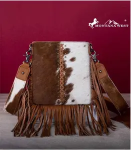 Montana West Cowhide Crossbody Bag Genuine Leather Hair-On Fringe Crossbody