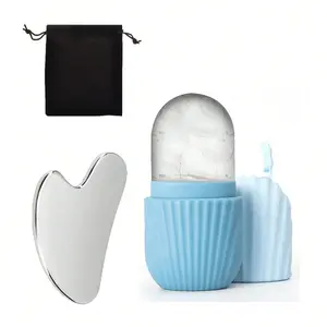 3-Piece Facial Massage & Cleansing Set Includes Cooling Roller for Puffiness Relief, Gua Sha Board for Skin Firming, Reusable Skincare Tool Set with Storage Bag