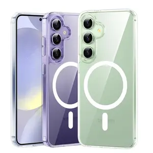 Strong Magnetic Magsafe Case For Samsung Galaxy S25 Ultra S24 S23 S22 S21 FE Plus Hybrid Wireless Charging Hard Cover Clear Soft