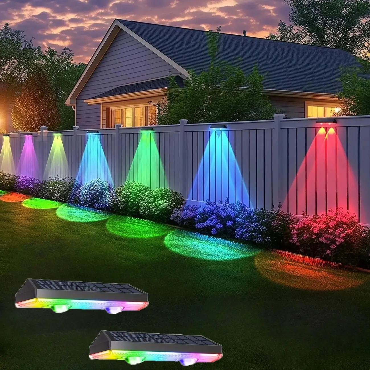 2/6pcs Solar Fence Light LED Deck Lamp Solar Powered, Solar Garden Lights, Solar Garden Lamps, Yard Lighting, 10 Lighting Modes, Outdoor Fence Post Patio Pool Wall Decoration, Water Resistant