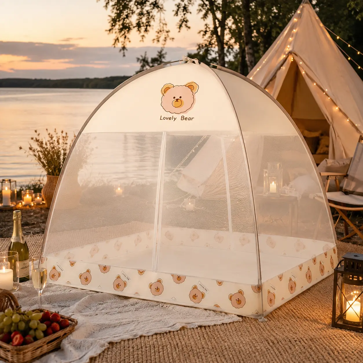 Pop-Up Mosquito Net Bed Tent, 360° Insect Protection, Instant Setup, Foldable Portable Canopy for Indoor & Outdoor Use, Backyard Camping Sunbathing Shelter, Breathable Anti-Bug Mesh with Bottom Net, Insect-Proof Mosquito Nets summerwins