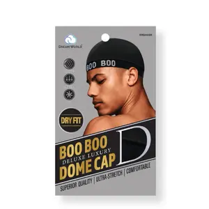 Dream World BOO BOO Deluxe Luxury Dome Cap - Dry Fit Compression Wave Cap Black Ultra Stretch Comfortable Superior Quality Breathable Quick Style
