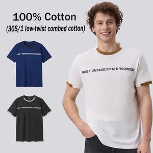 Mega Tshop Men's 100% Cotton Classic Round Neck Shortsleeve Unisex Streetwear T-Shirt - "DONT UNDERESTIMATE YOURSELF" Graphic (Print Flaw), Casual Top with Free Gift Included tiktokshopspringglowup